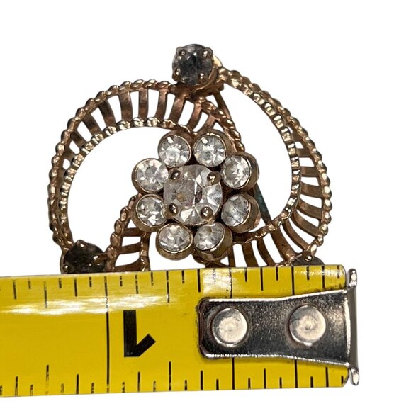 Vtg Barclay Gold Tone Clear and Gray Rhinestone Pinwheel Brooch Floral Art Deco - Picture 2 of 6